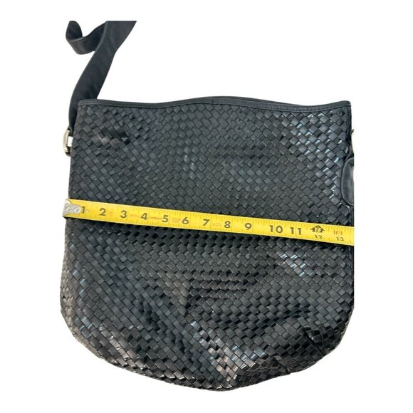 Vintage Ganson Black Leather Woven Handbag | Made in Hong Kong - Picture 11 of 12